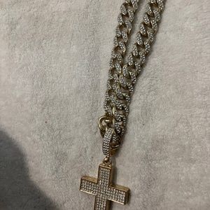 Men rhinestone cross pendant